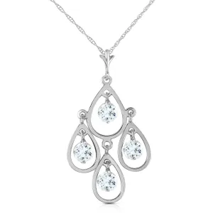 1.2 Carat 14K Solid White Gold Proven Innocent Aquamarine Necklace