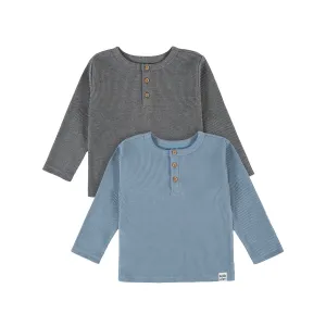 2-Pack Infant & Toddler Boys Denim & Gray Heather Long Sleeve Henley Shirts