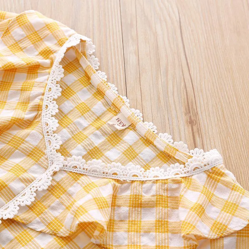 2-piece Plaid Ruffle T-shirt & Skirt for Toddler Girl