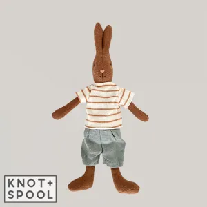 2024 Maileg Chocolate Brown Rabbit with Striped Blouse & Shorts | Size 1