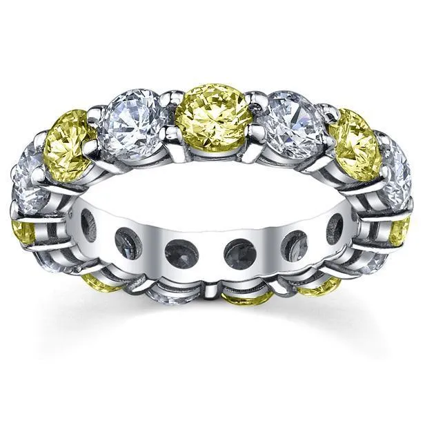 5.00cttw Yellow Sapphire Diamond Eternity Wedding Band