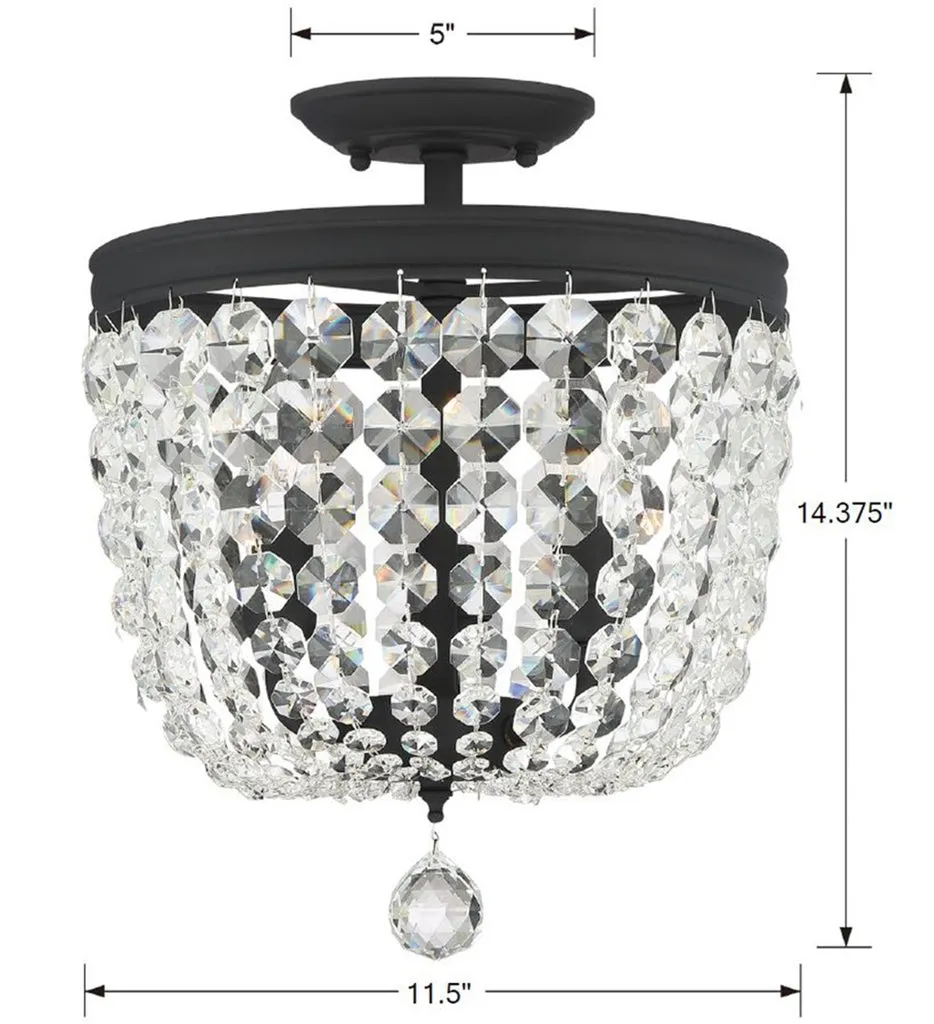 Archer 3 Light Spectra Crystal Black Forged Semi Flush Mount