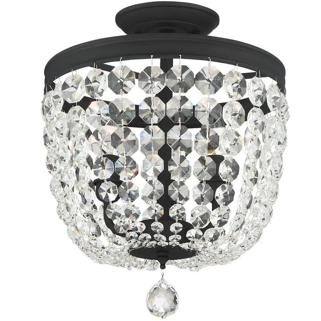 Archer 3 Light Spectra Crystal Black Forged Semi Flush Mount