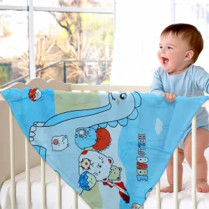 Baby Moo Dino Ride Super Soft Swaddling All Season Blanket - Blue