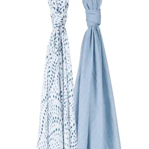 Bebe Au Lait - Muslin Baby Swaddle - Serenity & Sky (2pk)