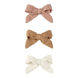 Bow Clip Set of 3 - Rose / Natural / Golden