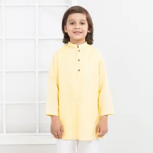 Boys Cotton Basic Kurta - Yellow