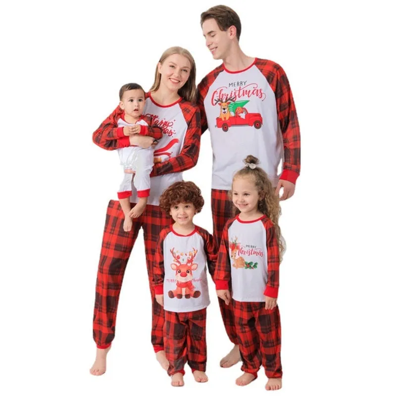 Christmas Pajamas Matching Family Pyjamas Clothes Mother Daughter Cartoon  Printed Pajama Set Homewear Kids Sleepwear  Women Pijamas