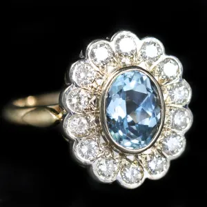 Estate 1.20 Carat Aquamarine and Diamond Ring