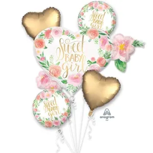 Floral Sweet Baby Girl Balloon Bouquet 5pk