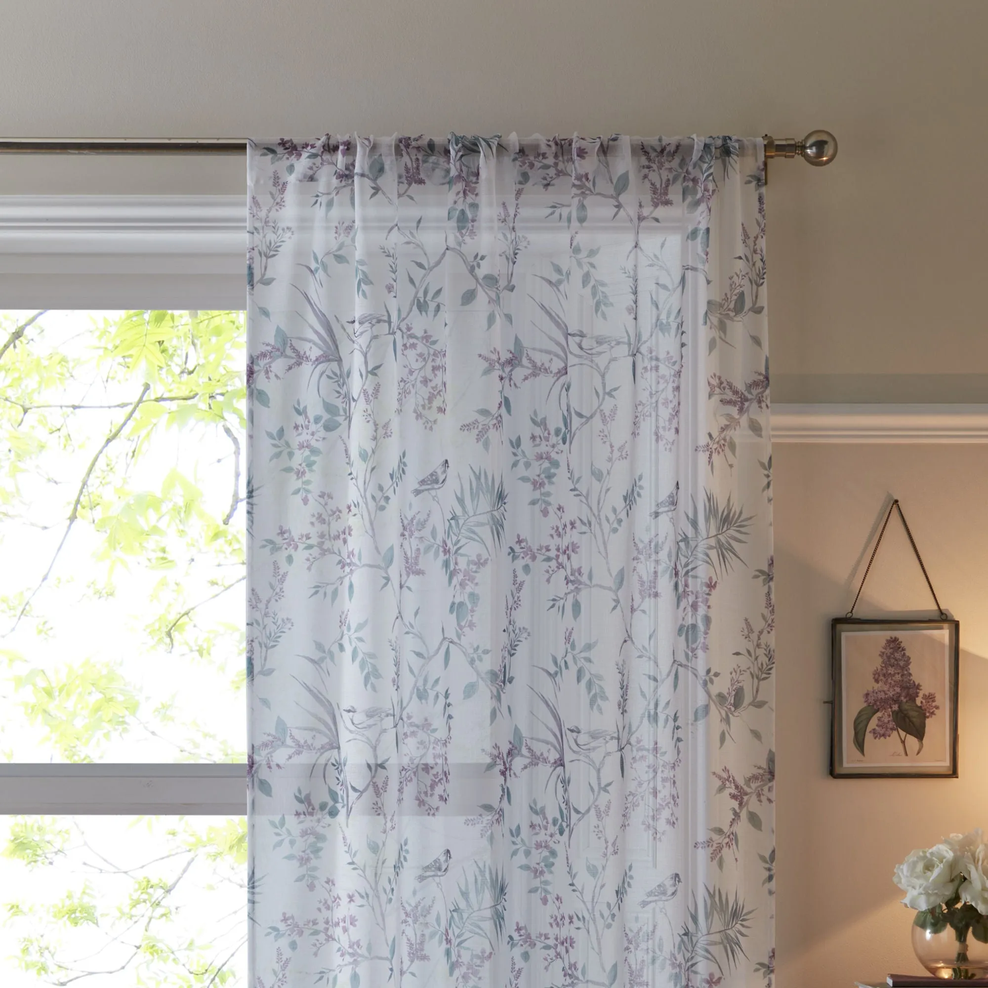 Jazmine Voile Panel by Dreams & Drapes in Heather