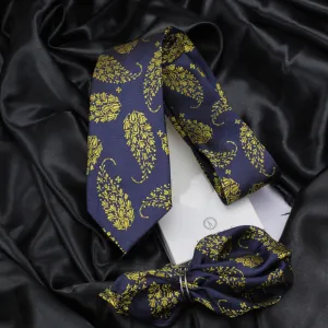 Kovove Yellow Floral Necktie and Pocket Square Gift Box