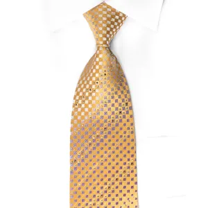 Nicole St Giles Rhinestone Silk Tie Silver Purple Checker On Golden Yellow With Gold Sparkles