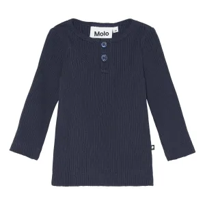 Organic Cotton Earth Long Sleeve Rib Top | Galaxy Blue | Molo