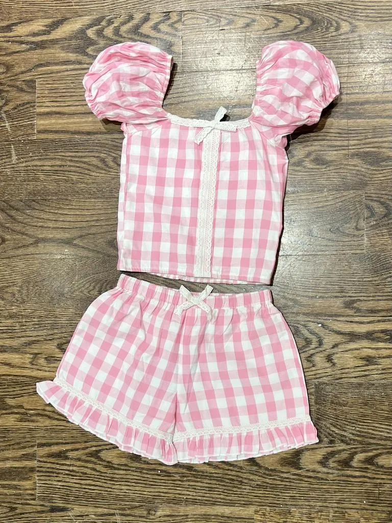 Pink Gingham Short Set