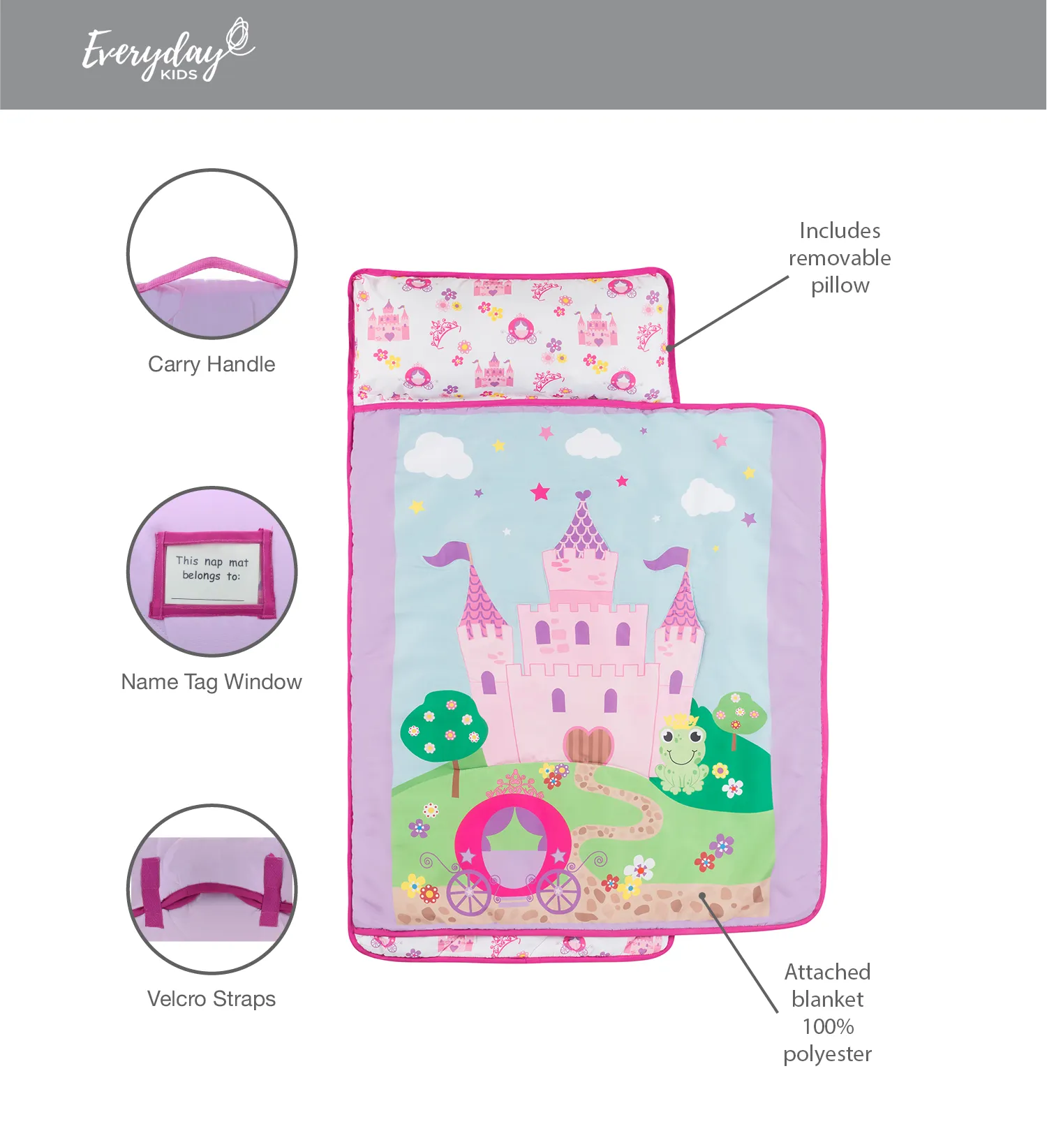 Princess Storyland Toddler Nap Mat with Pillow