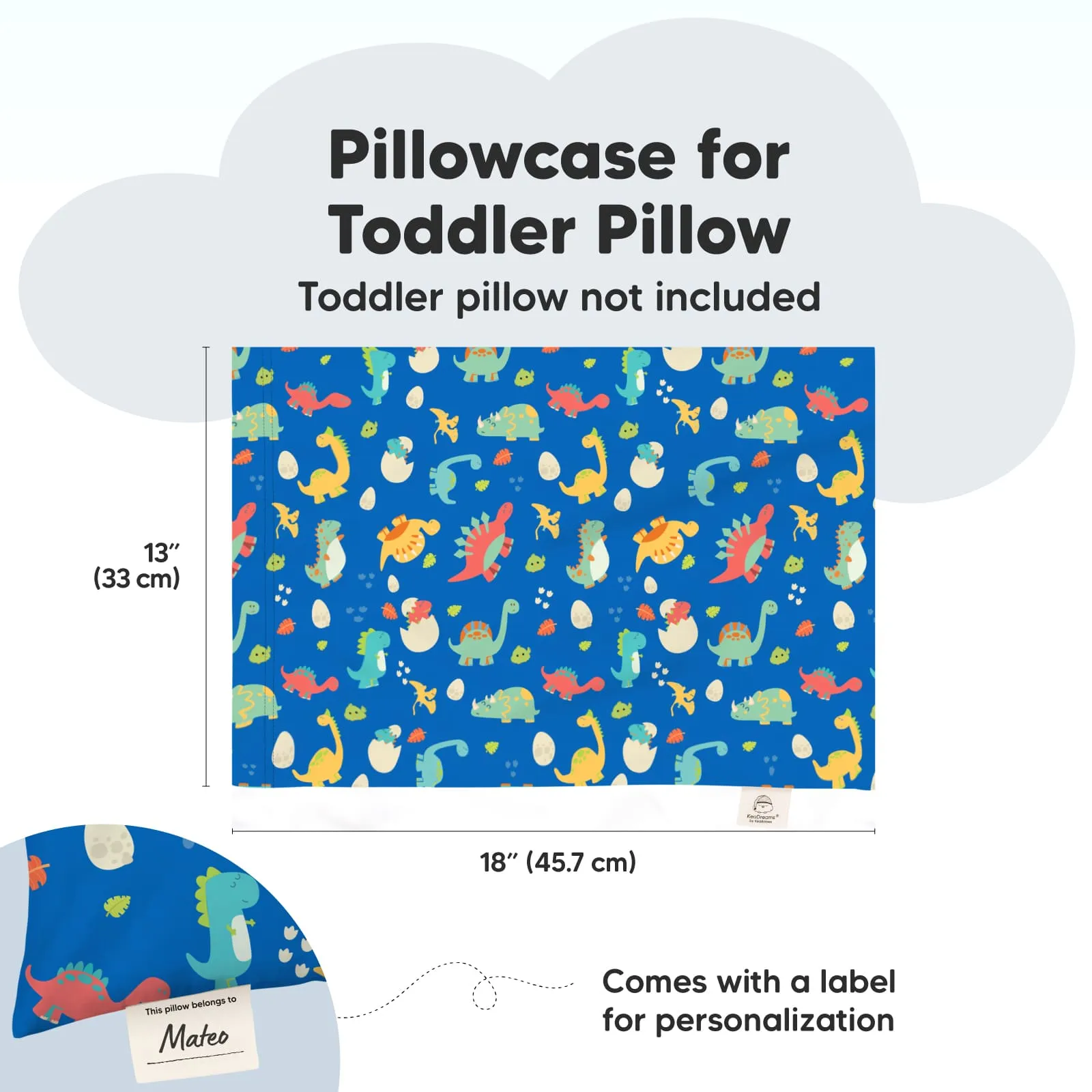 Printed Toddler Pillowcase 13X18" (DinoWorld)