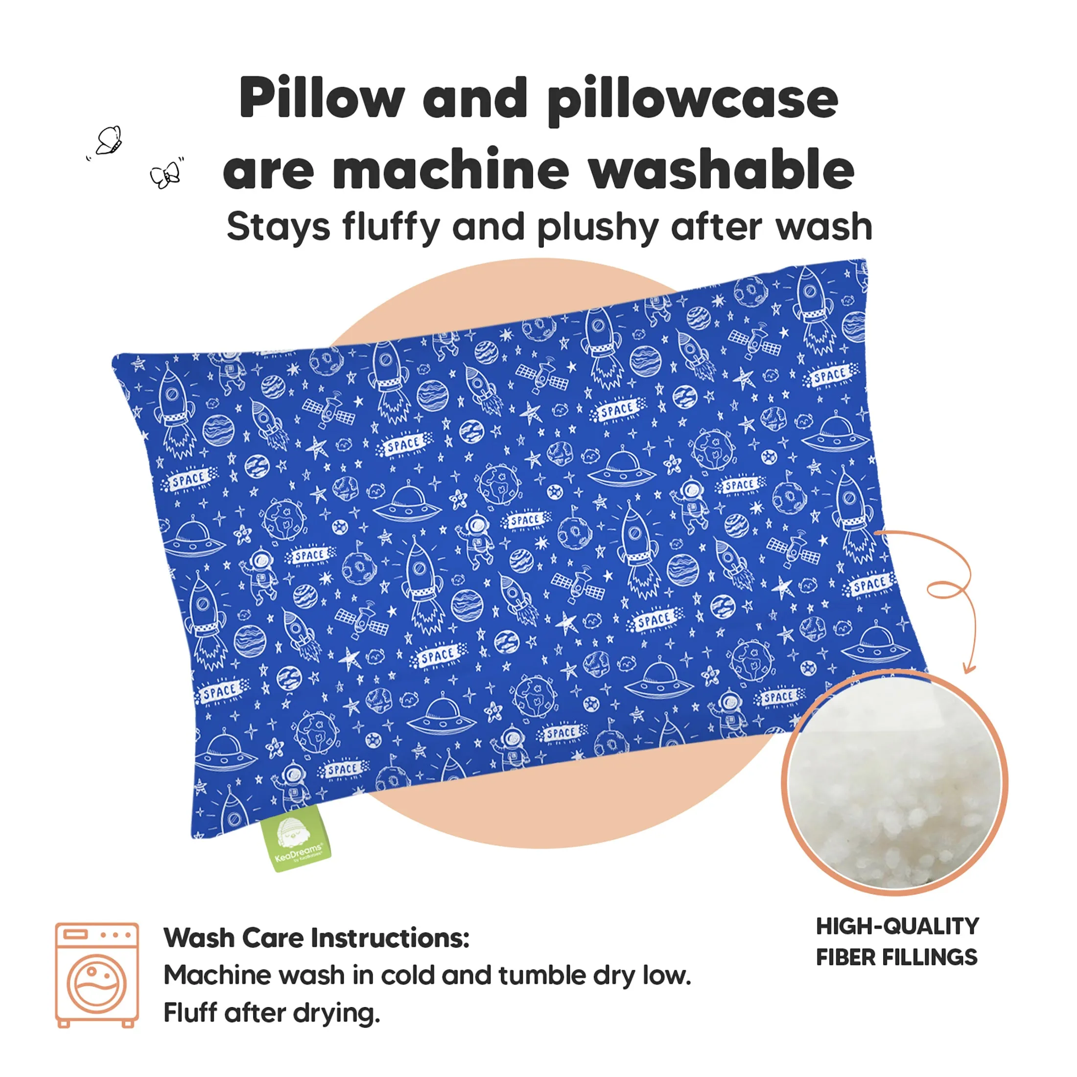 Toddler Pillow with Pillowcase (Off to Space)