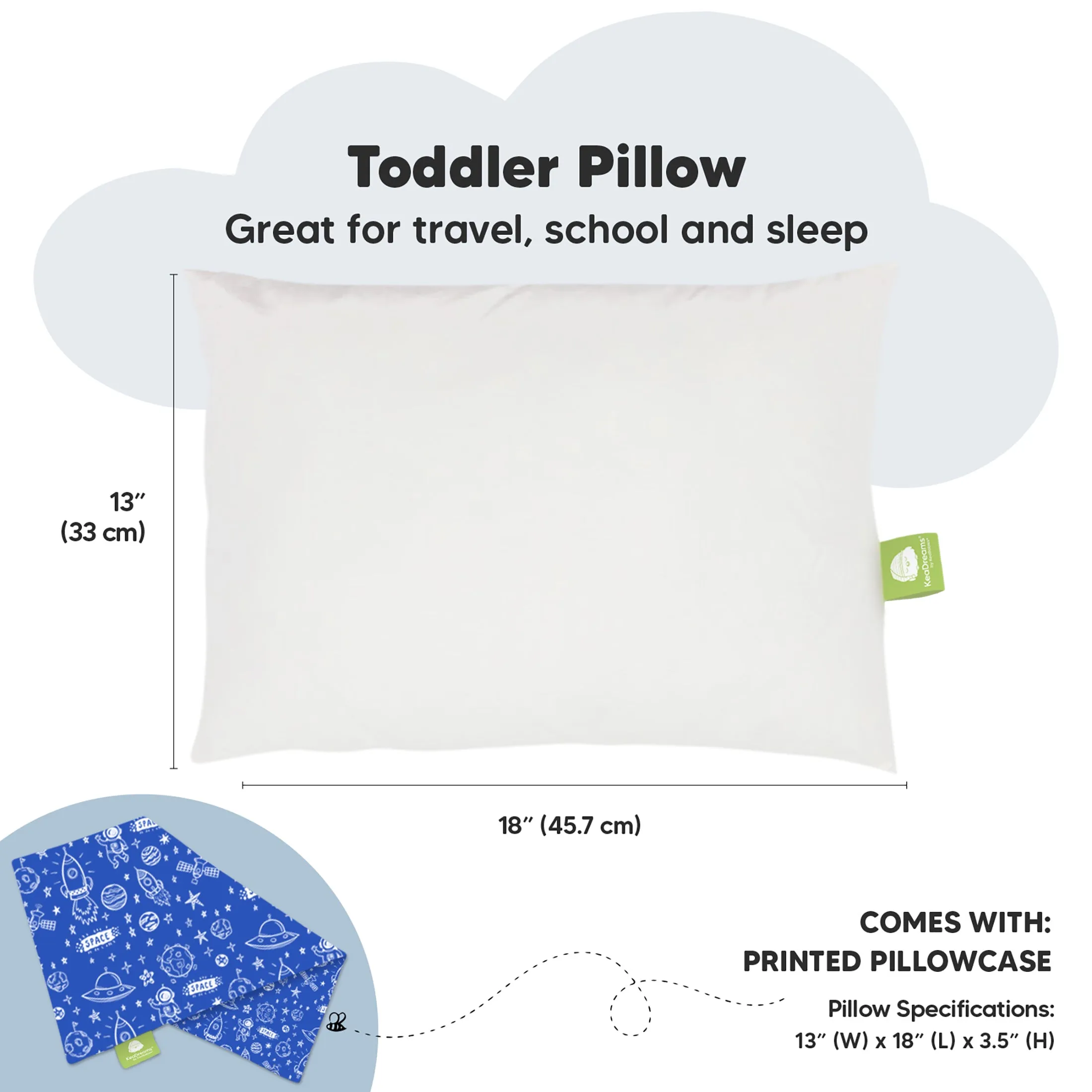 Toddler Pillow with Pillowcase (Off to Space)