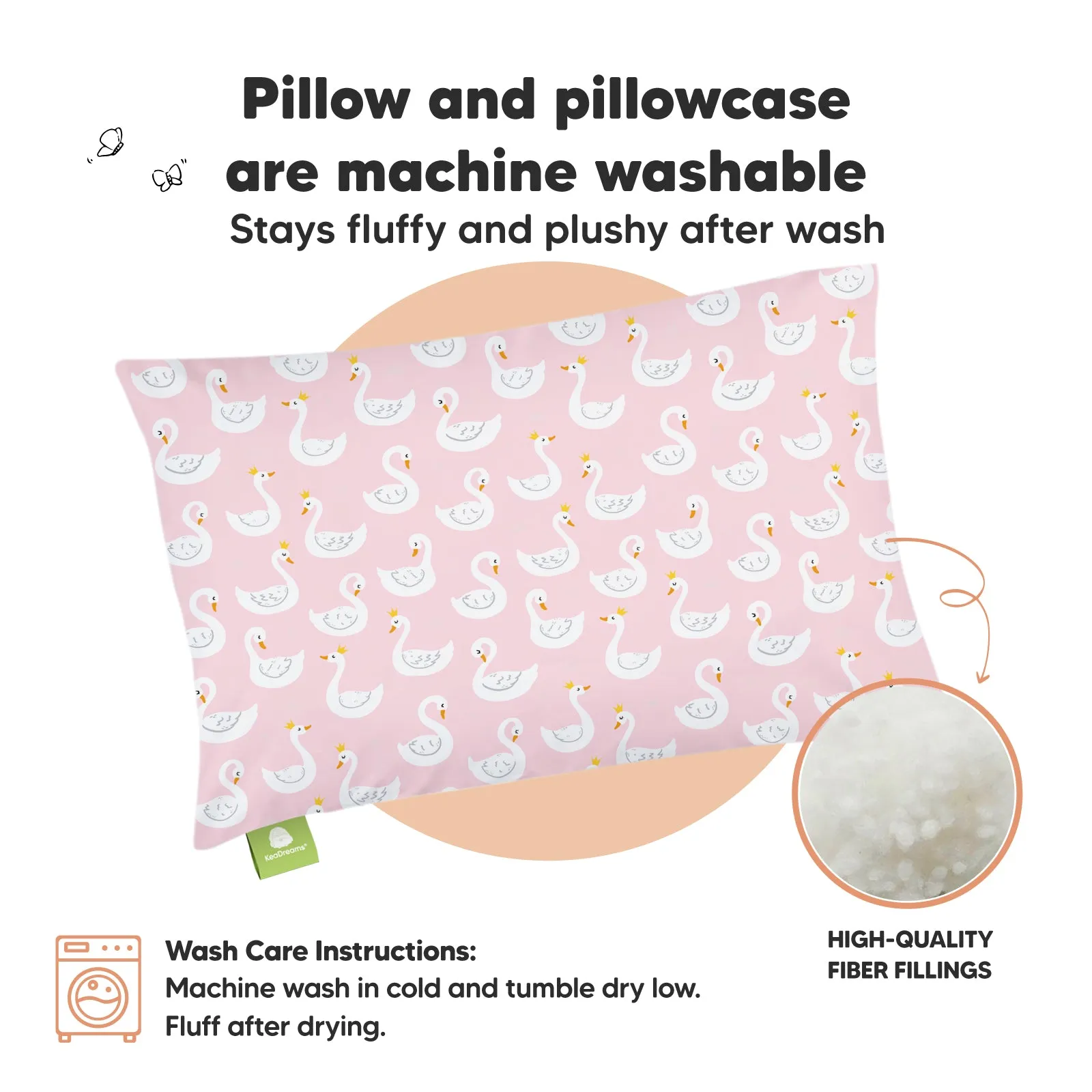 Toddler Pillow with Pillowcase (Swan Lake)