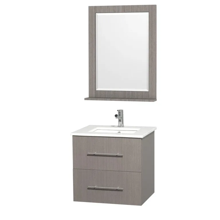 WYNDHAM COLLECTION Centra 24" Bathroom Vanity Set - Gray Oak